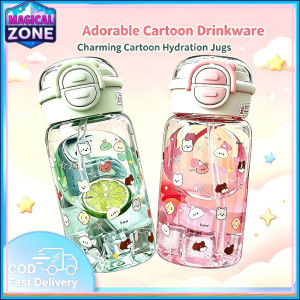 500Ml Cartoon Cute Dual-Drink Plastic Cup Large Capacity Portable Handle Outdoor Drink Cup