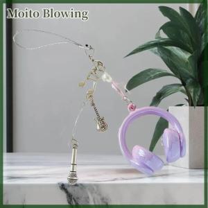 Moito Ins Style Music Earphone Shape Keychain Mobile Phone Chain Charm Pendant Keyring Jewelry For Girl Women Gift Bag Decoration