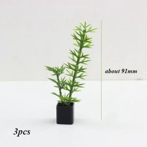 GTRBFDS 3pcs Multistyles Dollhouse Miniature Potted Plant 1:12 Mini Green Leaves Plant Pot  Play House Decor Doll House Accessories