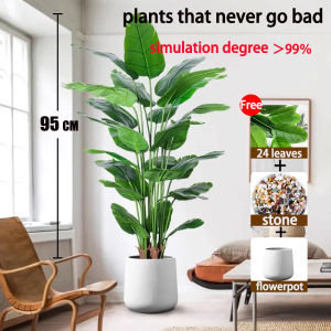 【Free flower pots】Buy1Take1 95cm 24PCS Artificial plants lutescens bamboo palm plastic Tall Plants Garden indoor home decoration