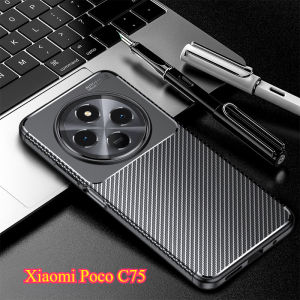 Xiaomi Poco C75 4G Casing for Xiaomi Poco C75 4G Case Carbon Fiber Soft TPU Silicone Bumper Case for Xiaomi PocoC75 Poko Little Pocco C75 4G Matte Back Cover