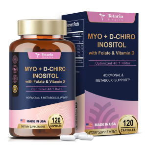 Viên nang bổ sung Myo-Inositol & D-Chiro Inositol 3075mg cùng với Multivitamin Vitamin D3 Folate Tỷ lệ lý tưởng 40:1 - Cân bằng nội tiết tố cho phụ nữ và hỗ trợ buồng trứng | Thuần chay Không biến đổi gen - 120 viên nang