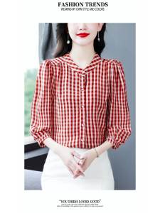 SNUG เสื้อแฟชั่นผญๆ ภาพถ่ายจริง เสื้อเชิ้ตแขนสามส่วนลายตารางเรคลาสสิกอเนกประสงค์ 2025 สไตล์ใหม่สำหรับคุณแม่ยังสาว ขนาดใหญ่ เสื้อหลวมสำหรับกีฬา เรียบง่าย ผ้าเดรปสำหรับการเดินทาง แห้งเร็ว เสื้อแขนยาวผญ