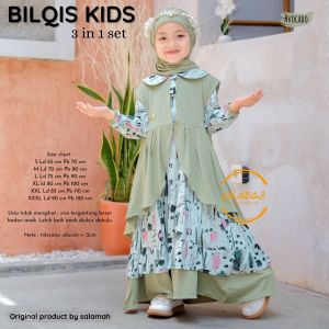 Gamis anak BILQIS KIDS | Plus jilbab pasmina inner slup tanpa jarum dan outer cantik | usia 2 3 4 5 6 7 8 9 11 - 15 tahun | by Salamah Grosir Solo
