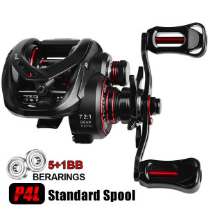 PROBEROS Drag Clicker Baitcasting Reel 7.2:1 Gear Ratio Metal Handle Fishing Reel Saltwater 5+1BB Ultra Light Bc Casting Reels 8KG Max Drag Sneakhead Jigging Fishing Gear