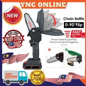 [Ready Stock]Mini Chainsaw 4-Inch Electric Chainsaw Handheld Mini Pruning Shears Chainsaw for Tree Trimming Wood Cutting 2 battery