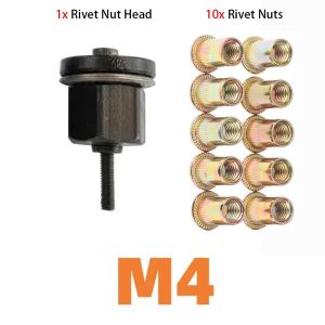 OWMXZL 11Pcs/Set Mandrel Staple Hand Rivet Nut M3 M4 M5 M6 M8 M10 Easy Installation Manual Riveter Tool Durable with Rivet Nuts Head Rivet Tool Set