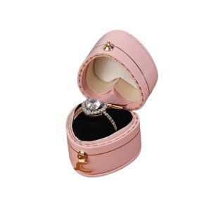 GUAIP Display Holder Engagement Ring Box Exquisite Leather Velvet Vintage Ring Case Fashion Buckle Small Ring Bearer Box