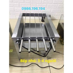 Máy nướng thịt chả lò quay gà vịt mini bếp nướng than hoa mô tơ tự động chuẩn (xiên 100% inox đi kèm máy)