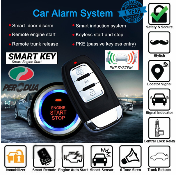 Leon Perodua Myvi Icon Fully Keyless Entry PKE Intelligent Smart Alarm