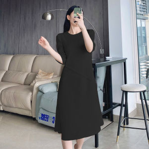 Miyake Women Pleated Half Sleeve Irregular Dress Fashion Round Neck Solid Color A-Line Dresses Party 2024 New Dress Clothing