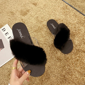 Sheii  สินค้าใหม่แนะนำ รองเท้าแตะแบบสวมแต่งขนมิ้งน่ารักสไตล์เกาหลีขนปุยตรงที่คาดแถมพื้นยังนุ่มใส่สบายอีก พลาดได้ไงก่อนน