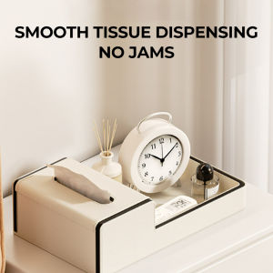 [SG] Leather Tissue Box with Storage Tray Minimalist Nodic Desktop Storage for Small Items