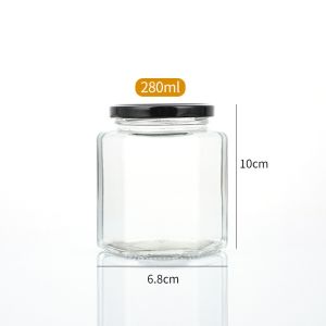 Clear Glass Jar Container with Black Lid Kitchen Spice Storage