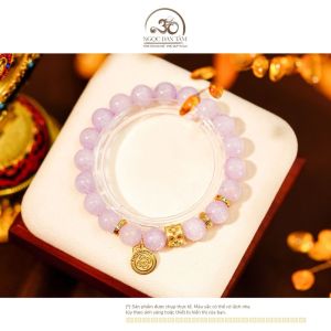Ngọc Đan Tâm - Vòng Tay Thạch Anh Tím Lavender 10mm 3A Phối Charm Diện Phật Chùy Kim Cang Đôi