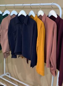 KEMEJA SAKU CROP CRINKLE AIRFLOW PREMIUM / KEMEJA CROP WANITA / ATASAN WANITA TERBARU