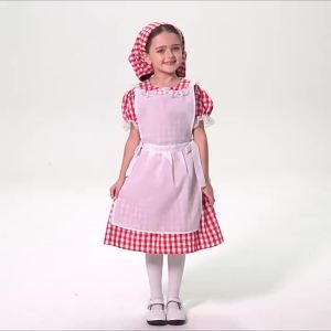Trang phục Halloween cho bé gái bộ hóa trang Cô bé quàng khăn đỏ trang phục biểu diễn kịch cổ tích gia đình váy hai kiểu mặc (Cô bé quàng khăn đỏ và hầu gái nhỏ).