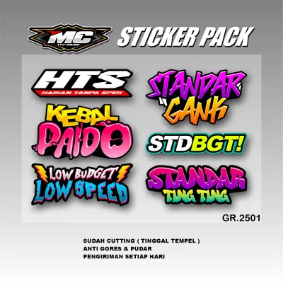 ISI 18 PCS Stiker Pack Kata Kata Viral Racing Sticker Mekanik Tobrut Mokondo Gank STD Kebal Paido Low Speed Low Budged Standar Gank Spek Baper