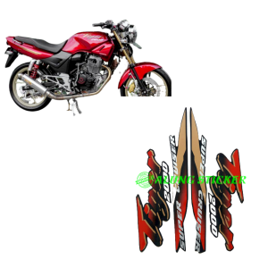 STIKER STRIPING LIS LES BODY MOTOR TIGER 2000 FULL HITAM-MERAH 1SET STANDAR