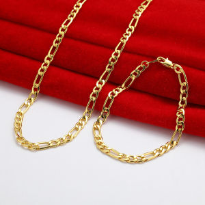 Gold 18k Pawnable Saudi Original Bracelet Necklace Set Trendy Hiphop Stre Necklace for Women Gold Pawnable Lucky Charms Necklace Women Fashion Link Bracelets