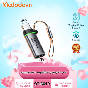 Mcdodo OT-6010 Bộ chuyển L sang Type-C – Tự ngắt khi đầy pin chuẩn PD sạc nhanh