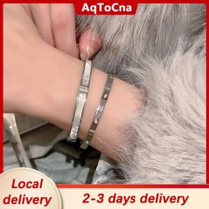 [COD] AqToCna Ship within 24 hours Light Luxury High-End Micro-Inlaid Full Diamond Bracelet Female Fashion Simple Titanium Steel Non-Fade Bracelet All-Match