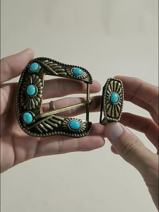 Engraved Pattern Buckle for Pin Buckle Belt Turquoise Belt Buckle Ethnic Waistband Buckle Replacement Belt Accessories