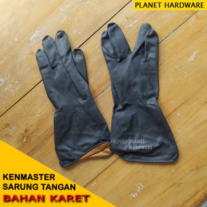 Kenmaster Sarung Tangan Karet Latex Anti Air Cuci Piring Industrial Hand Glove Ukuran L Warna Hitam