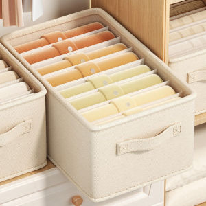 New cotton-linen storage box washable PP board clothing compartment storage foldable home underwear and pants storage frame