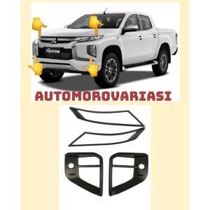 Garnish Lampu Depan+Lampu Kabut & Belakang All New Triton 2019 2020 2021 2022 Paket List Lampu Hitam Doff