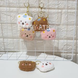 GANTUNGAN KUNCI BEAR BERUANG / GANCI / GANTUNGAN TAS BULU HALUS BEAR BERUANG DENGAN TOPI ULANGTAHUN ULANG TAHUN BIRTHDAY