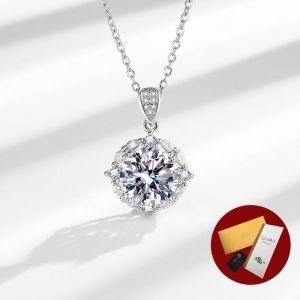 Diamcity (Free Gra Certificate) Moissanite Set Perhiasan Cincin Perak 925 Anting Liontin Kalung