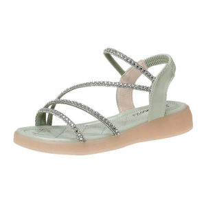 Free Shipping Rhinestone Sandals For Women 2026 Summer New Fashion Flat-Soled Thick-Soled Roman Sandals Trendy On