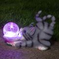 HUYIENO Patung Taman Suria Luaran Lampu Hiasan Kucing Hiasan Taman Kalis Air dengan Lampu Bola Solar Retak  Pemindahan Rumah untuk Halaman, Teras, Rumput. 
