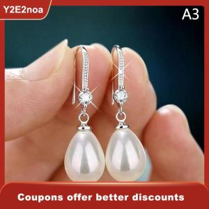 【Y2E2noa】 Jewelry for Women Water Drop Earrings for Women Red White Round Oval Earrings Wedding Engagement Valentines Day Gift