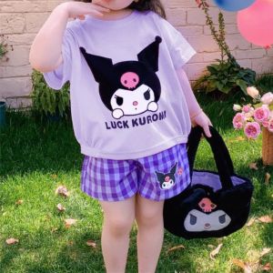 เสื้อผ้าเด็ก เสื้อแขนสั้นและกางเกงขาสั้น ปลอดภัยนุ่มสบาย ลายการ์ตูนน่ารัก ลำลอง