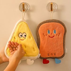 NOBLELUX Cheese Cookie Donut Shape Hand Towel Soft Quick-Dry Toilet Handkerchief Adorable Coral Fleece Bathroom Kerchief Kitchen,Home