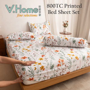 【V.home】Printed Bedding collection-Fitted Bedsheet Mattress Cover+Pillow case+Bolster case set>> Pocket up to 38cm deep