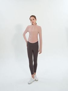 ALO- ท็อปโยคะแบบซิปครึ่งสำหรับผู้หญิง เสื้อฟิตเนสแขนยาว เสื้อฝึกซ้อมพิลาทิส เต้นรำ แห้งเร็ว ลดน้ำหนัก ชุดกีฬาวิ่ง  Al0-yoga