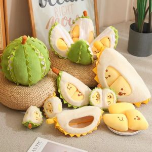 POUKL Detachable Durian Plush Keychain Collection Fluffy Fruit Durian Plush Pillow Cute Cartoon Peeling Durian Plush Doll Kids Birthday Christmas