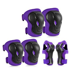 TIMES LORD Inline Skating 6pcs Safety Skating Protection Pads Safety Brace Cycling Sports Kits 6 in 1 Protective Gears Set Elbow Pads Wrist Guards Kids Knee Pads Set