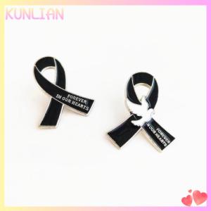 [KUNLIAN] Memorial Brooch Black Ribbon Badge Clothing Accessory Pin Black Mourning Badge