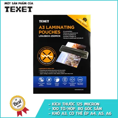 Hộp 100 tờ màn ép nhựa A3 Texet 150 Micron