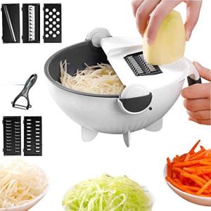 SAIYG 9 In 1 Home Multifunction Detachable Kitchen Easy Use Drain Basket Vegetable Cutter Set