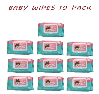 10 PACK Organic Baby Wipes 80 Pcs Per Pack 99% Water Hypoallergenic(Non-Alcohol-wet wipes)