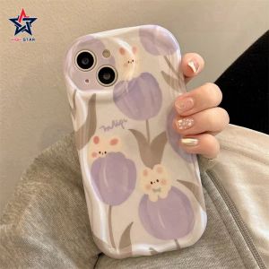 For Samsung Galaxy A54 5G A34 5G A22 4G A32 4G A20 A30 A10S A05S A05 3D Fashion Cartoon Cute Tulip Phone Case Soft Shock-proof Protection Back Cover