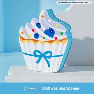 LAZ nigori bánh cupcake dễ thương thiết kế miếng bọt biển rửa chén với phong phú bọt mềm mại và thấm miếng đệm làm sạch cho sử dụng nhà bếp