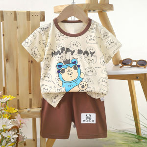 （2-3 วันส่ง）เสื้อผ้าเด็ก เซ็ต2ชิ้น ไซส์ 73-120 ผ้าฝ้าย ใส่สบาย เสื้อยืดเด็ก + กางเกงขาสั้น เสื้อเด็กหญิง เสื้อเด็กชาย พิมพ์ลายน่ารัก