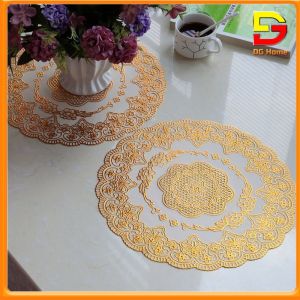 Tấm Lót Bình Trà Lọ Hoa Lót Ly Chén Bằng Nhựa Có Ren Dập Nổi Chống Thấm Nước Nhiều Kích Thước DC-49