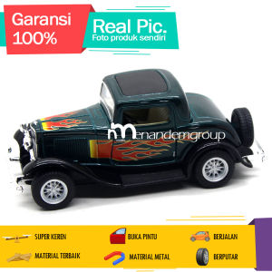 Diecast Miniatur Mainan Mobil Sedan Klasik 1932 American Performance Vehicle 3 Window Coupe Besi Metal